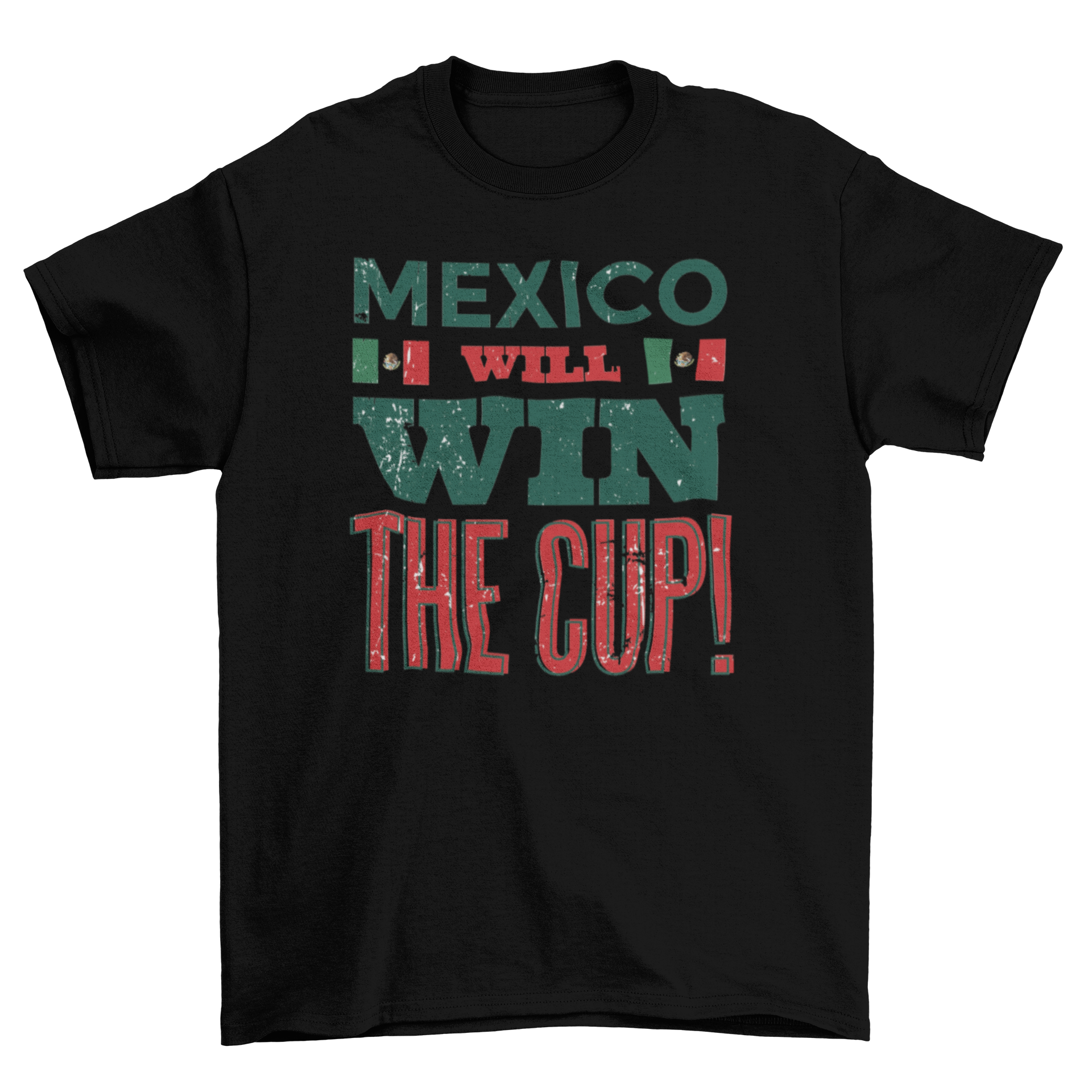 2018 Soccer Championship t-shirt with 'Mexico will win' quote, perfect for fans.